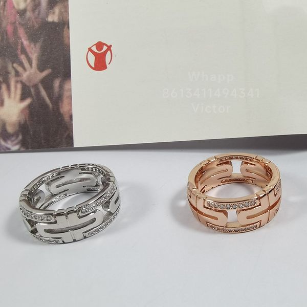 Designer-Ring der Büroklammer-Serie für Damen, ausgehöhlt, für Herren, vergoldet, 18 Karat, hochwertigste Markendesigner-Jubiläumsgeschenk mit Box 020