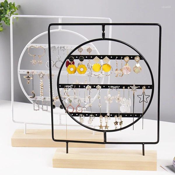 Bolsas de jóias Rotating Brinco Titular Ear Studs Display Rack Metal Stand Organizador Prateleira para Home Store Showcase