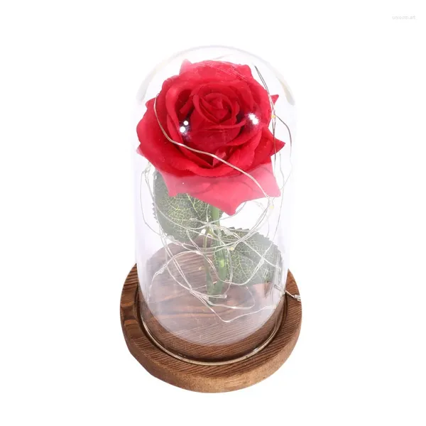 Fiori decorativi Fiore in lamina d'oro 24k Delicate lucine magiche Regalo romantico squisito e affascinante per i propri cari Eterno nella cupola