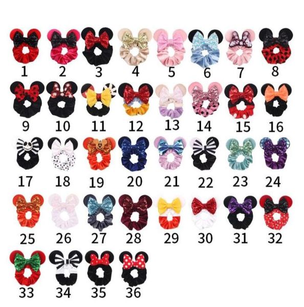 36 cores halloween natal dos desenhos animados lantejoulas orelhas de rato bandana grande arco headwrap tecido elástico bowknot bebê wide6857768