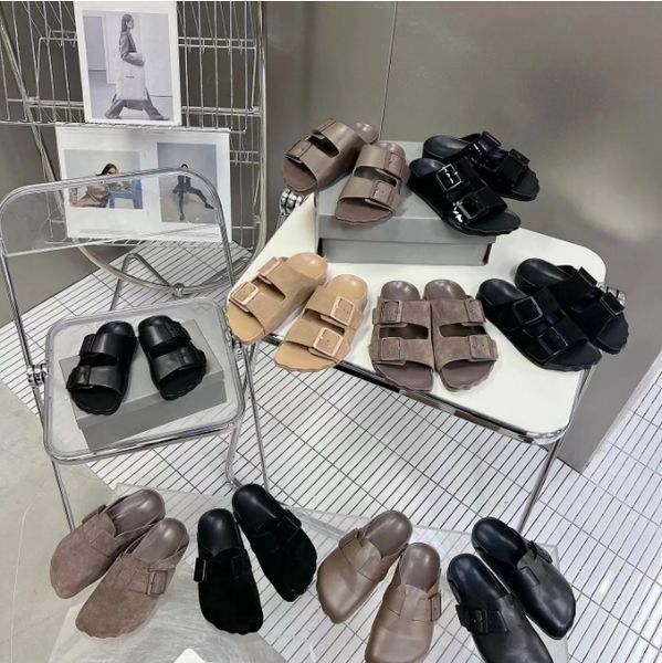 Katır Terlikleri Tasarlar Paris Moda Pazar Erkek Kadın Terlik Lüks Calfskin Süet Deri Anti Slip Wears-Dayanıklı taban Dış Moda Baotou Terlik 35-45