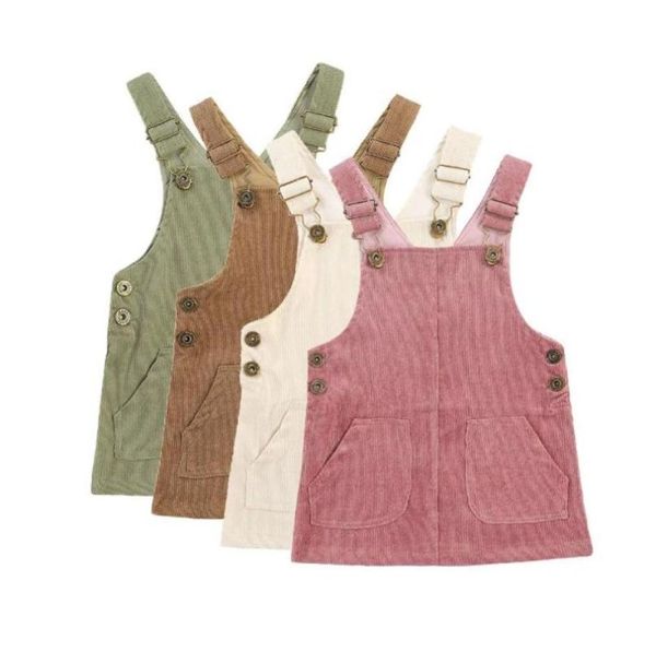 03Y Vintage Born Infant Kleinkind Baby Mädchen Cord Kleid Herbst Frühling Ärmellose Overalls Für Mädchen Kleidung Girl039s Kleider4009615