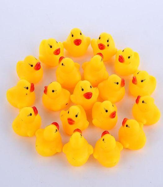 Todo 100 pçs brinquedo do bebê banho de água pato mini flutuante amarelo patos de borracha com som crianças chuveiro natação praia jogar brinquedos se4182170