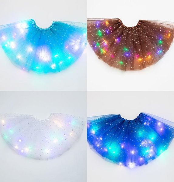 Frauen Mädchen Kinder Neon LED Tutu Rock Party Bühne Tanzkleidung Plissee Layered Tüll Leuchtendes kurzes Kleid Flügel für 312 Jahre alt 228141225