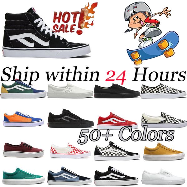 2024 Scarpe di tela Old Skool Casual Triple Nero Bianco alto basso Slip on uomo donna Walking Jogging Moda traspirante All'aperto Scarpe da skateboard taglia 36-44 PREZZO BASSO