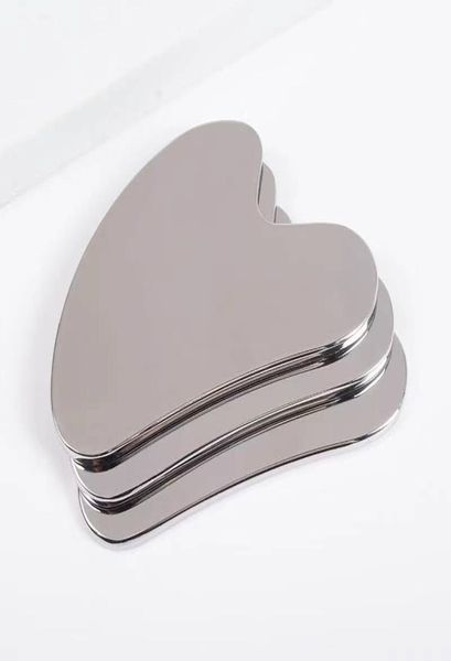 Aço inoxidável personalizado gua sha raspagem ferramenta de massagem para rosto pescoço cuidados com a pele facial guasha placa metal apertar beleza health4266959