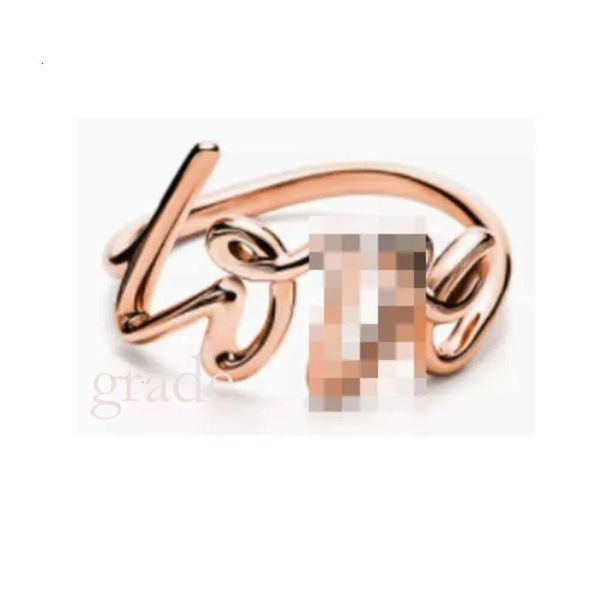 Klassischer Designer-Ring von Tiffanyco, modischer T-Ring für Zuhause, herzförmiger Blattknoten-Tropfkleber-Ring aus Sterlingsilber mit vergoldetem Diamant-T-Schmuck, hohe Qualität 406