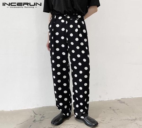 Erkekler Sıradan Pantolon Moda Polka Dot Baskılı Pantolon Incerun Bahar Düğmeleri Düz Dipler Erkek Eğlence Fermuar Patalonları S5XL ME6005530