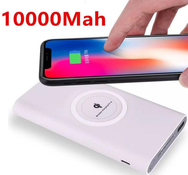 Универсальное портативное беспроводное зарядное устройство Qi Power Bank емкостью 10000 мАч для всех смартфонов iPhone X XS MAX Samsung S6 S7 S8 Powerbank3533951