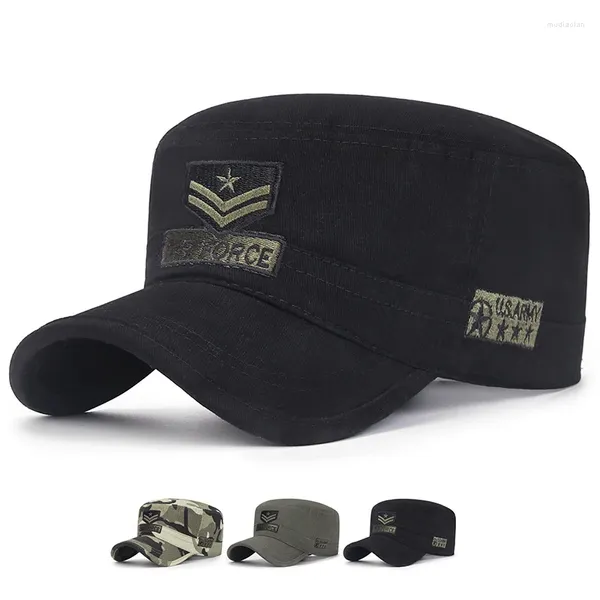 Berretti Berretti militari ricamati in cotone Cappello piatto mimetico da uomo Visiere militari all'aperto Berretto da baseball Snapback con visiera