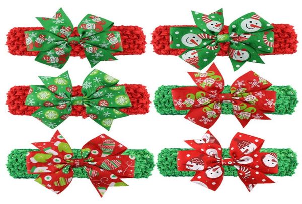 Рождественские детские повязки на голову с милым рождественским узором, повязка на голову с завязанным бантом, модный красочный головной убор Санта-Клауса с волосами 5371044