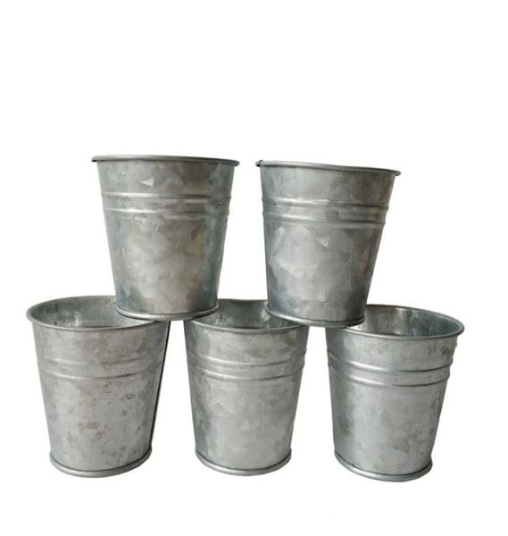 Fioriere zincate D7xH7cm Piccoli vasi da vivaio argentati Mini vasi per piante grasse Scatole di latta vasi da fiori SF0481661799