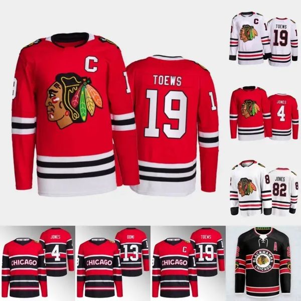 Alta qualidade Chicago''blackhawks''jonathan Toews Jersey Lafferty Caleb Jones Stalock Max Domi Johnson Andreas Athanasiou Jujhar Khaira Connor Murphy Hock