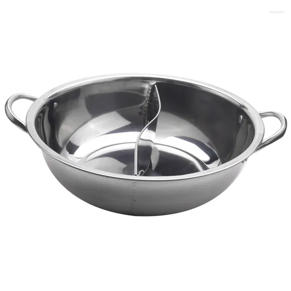 Panelas 28cm Pote Twin Dividido Panelas de Aço Inoxidável Governadas Compatível Sopa Stock Pots Home Kitchen