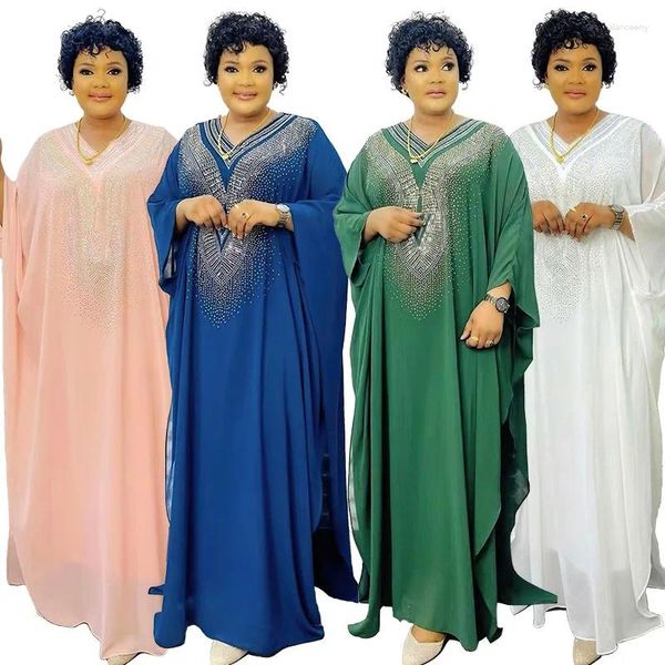 Etnik Giyim Abayas Kadınlar İçin Dubai Lüks Şifon Boubou Müslüman Elbise Kaftan Marocain Düğün Kesintileri Djellaba Femme 2024