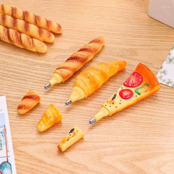 1 pçs novidade magnética 0.5mm cor preta tinta gel caneta pão pizza croissant baguete esferográfica para escrever escritório escola