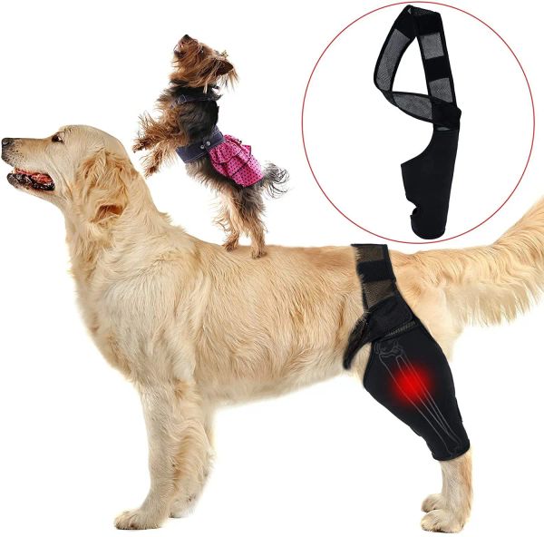 Accessori per cani con ginocchiera per gamba anteriore e posteriore, benda di recupero, antileccamento, traspirante, sollievo dal dolore, spallina, gomitiera, accessori per cani