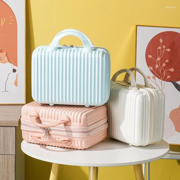 Bavullar Küçük Kabin Seyahat El Mini Bagaj Bavul Bavul Kadın Moda Kozmetik Kılıfı 14 İnç Taşınabilir Saklama Kutusu