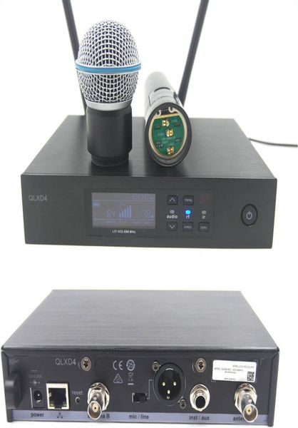 Sistema microfonico wireless digitale UHF professionale QLXD4 True Diversity Stage Performance BETA58 Microfono palmare singolo9197220