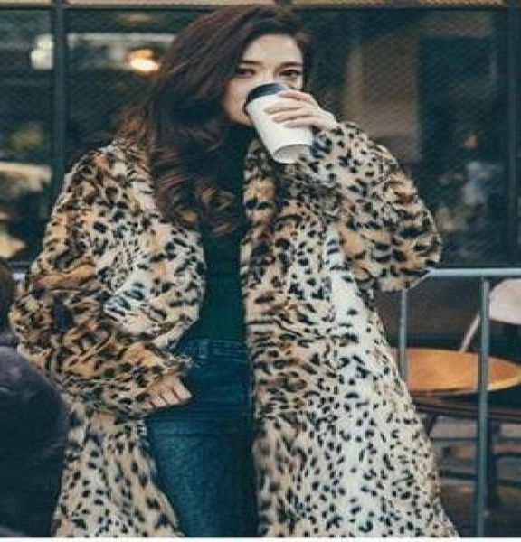 Leopardo nuovo stile moda pelliccia sintetica cappotto vacanze di Natale sexy club celebrità vintage donne sexy cappotti di pelliccia intero2352164