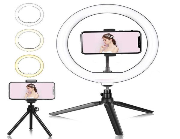 Telecamere dome dimmerabili RGB LED Selfie Ring Fill Light Po Lampada ad anello con treppiede per trucco video Live Aro De Luz Para CelularJ2309920780