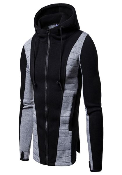 Handschuh Sleeve Zipper Hoodie Männer Herbst Winter Unregelmäßigen Saum Casual Patchwork Sweatshirt Herren Slim Fit Gestreiften Baumwolle Mantel Jacke1864881