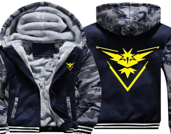 Men039s Felpe con cappuccio Felpe taglia US Felpa con cappuccio Game Team Valor Mystic Instinct Felpa con maniche mimetiche Cappotto blu navy con cappuccio7360907