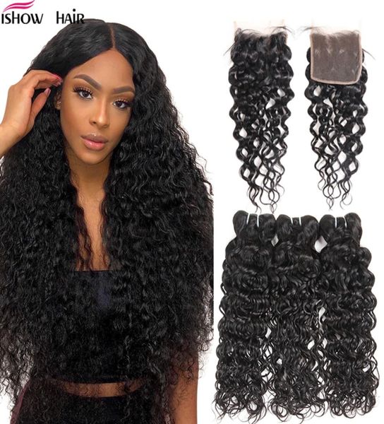 Ishow Virgin Weave Extensions Körperwelle 828 Zoll für Frauen gerade tiefe lose lockige Wasser Tressen natürliche schwarze Farbe menschliches Haar Bu6254105