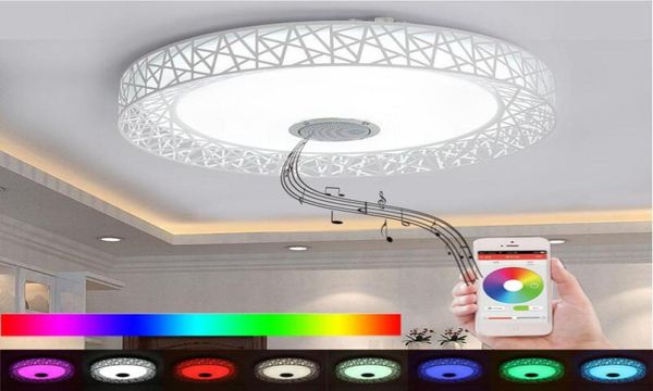 Plafoniera a LED APP con altoparlante Bluetooth 36W Lampada per feste musicali Deco Apparecchio di illuminazione per camera da letto con telecomando2812378