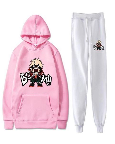 Men039s Спортивные костюмы Bakugou Print Hoodie Pants Two Piece My Hero Academia Anime Косплей Толстовка и спортивные штаны Комплект с капюшоном 2026684618