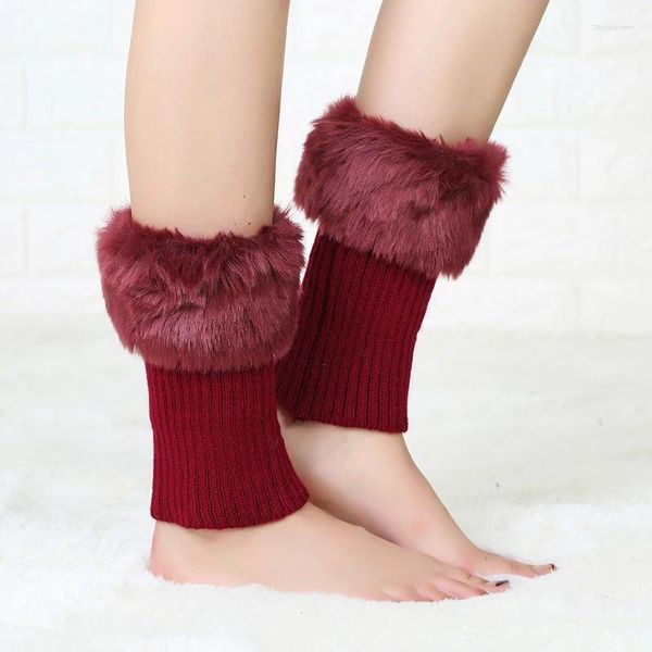 Frauen Socken Winter Plüsch Bein Wärmer Kurze Gestrickte Thermische Ärmeln Mode Einfarbig Weibliche Woolen