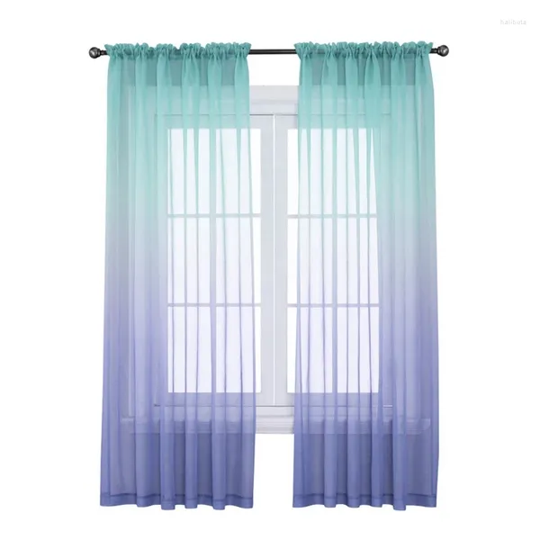 Cortina BEAU-2 Painéis Sheer Ombre Cortinas 52 X 84 Polegada Gradiente Semi Voile Haste Bolso Janela Cortinas Para Quarto