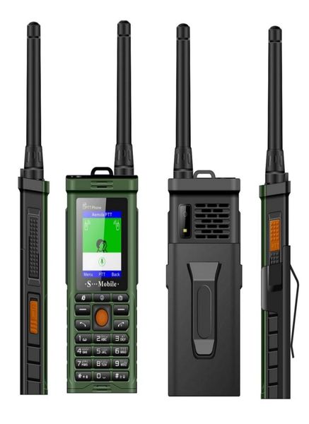 Kilidi açmamış Shockproof Dış cep telefonu UHF Donanım İntercom Walkie Tallie SOS Dial Kemer Klip Powerbank GSM Ağı Flash8666495