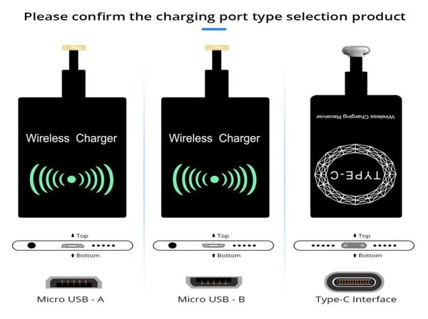 Adattatore di ricarica adesivo per modulo ricevitore di ricarica per caricabatterie wireless Qi per Samsung Android Universal2299601