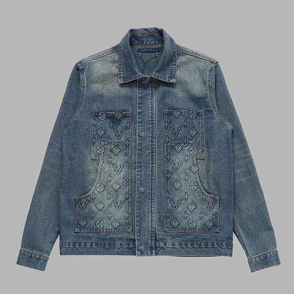 24SS Show Mens Spring Fashion Pointillism Indigo Blume Denim Workwear Jacket Designer Männer Urlaubsreise Coat Jackets2024