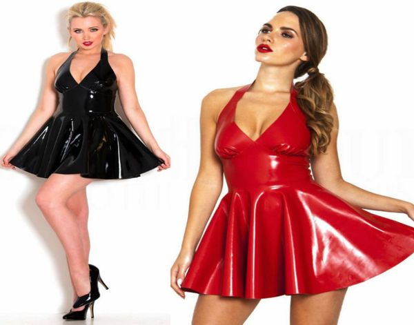 Frauen Sexy Mode Vestido Exotisches Kleid Plus Size Neckholder Sammeln Taille Rüschenrock Sexy Dessous Latex Kleid Clubwear Dancewear 9094076