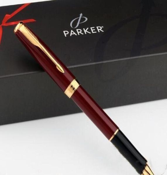 Parker Sonnet Red Gold Roller Pen Médio Nib 05mm Assinatura Caneta Esferográfica Presente Caneta Escrita Escola Escritório Fornecedores Stationery5256958