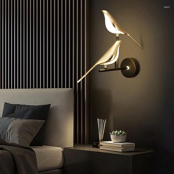 Wandleuchte Postmoderne Kreativität Vergoldung Vogel LED-Lampen Flur Treppe Wandleuchte Schlafzimmer Licht Designer Dekor Leuchten