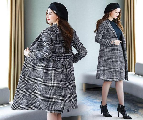 Designs inverno feminino ternos de duas peças vestido saias definir temperamento fino lã longo senhoras casaco jaqueta saia fina twopiece3034416