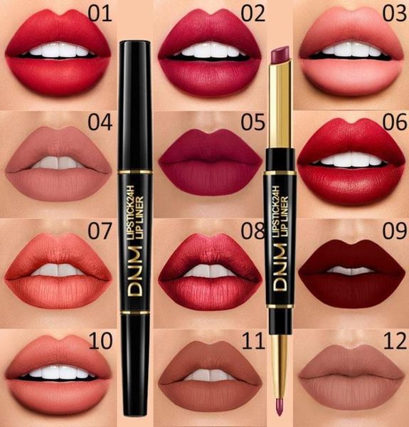 Rossetto 2in1 Lip Liner 12 colori penne opache 24 ore e con set trucco labbra per donna Long Lasting labiales mate 24 horas originales8549185