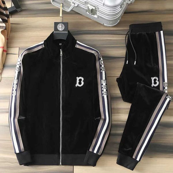 Erkek Hoodies Sweatshirts Sonbahar Yeni Velvet Leisure Suit Erkek Moda İki Parça Takım Büyük Avrupa