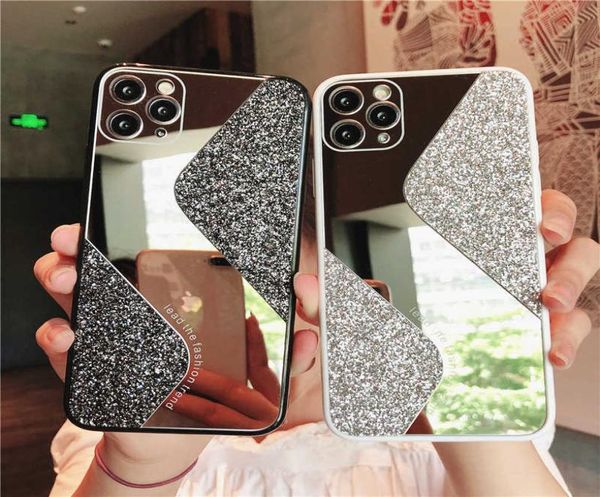 S estilo espelho glitter casos de telefone bling capa protetora para iphone 12 mini 11 pro max x xs xr xs max 7 7p 8 8plus4124778