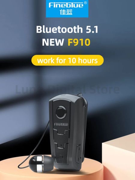 Kopfhörer Fineblue F910 Drahtlose Bluetooth-Headset-Kopfhörer in Lotus mit Kabel für IPhone-Kopfhörer Ein-Ohr-Referenzen Kragenclip-Knospen