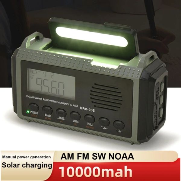 Radyo Güneş El Krank 10000mAh Taşınabilir Radyo AM FM SW NOAA Hava Durumu Radyo Açık Acil Şarj Calgası Kamp Ekipmanı Survival Aracı