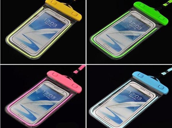 Noctilucent saco impermeável pvc protetor saco do telefone móvel caso bolsa para mergulho natação esportes para iphone 6 76 7 plus s 6 7 not6636916