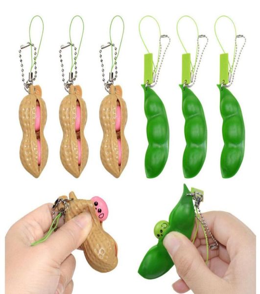 Kawaii Squishy Peanut неограниченное количество стручков гороха Squeeze Peas Sensory Fidget Toys Edamame Брелок для снятия стресса Мяч для декомпрессии Cu9656547