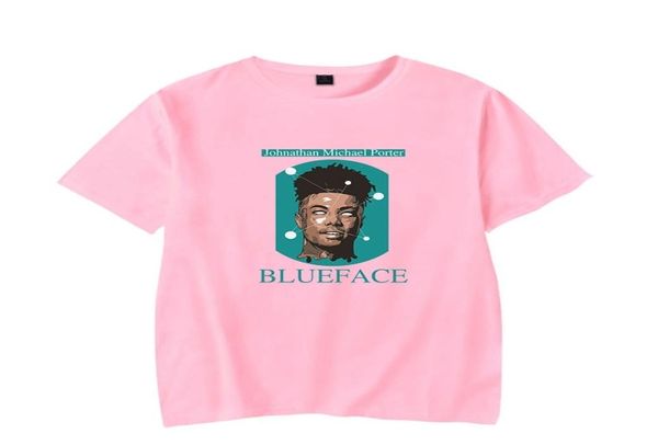 Cantante rapper di alta qualità Blueface Pink Maglietta da uomoDonna Summer Fashion Casual Hip Hop T-shirt Stampa Blueface Magliette corte 2106053039