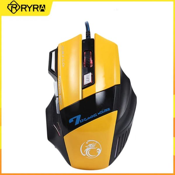 Mouse RYRA RGB LED Mouse da gioco X7 Ottico 7 pulsanti 5500/3200 dpi USB Wired Mouse da gioco ergonomico Retroilluminazione Silenzioso Muto per PC portatile