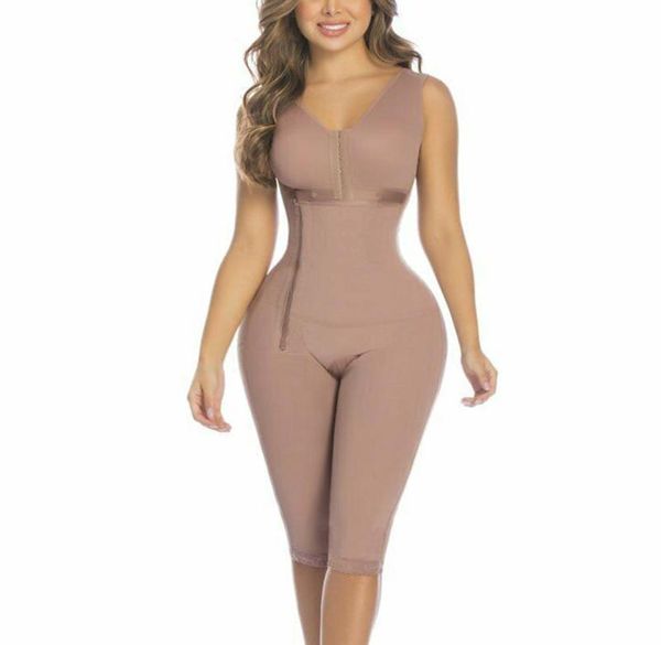 Women039s shapers senhoras abertura frontal lado zip e joelho shapewear rendas emagrecimento shorts bodyshaper feminino fajas colombianas muje9426080