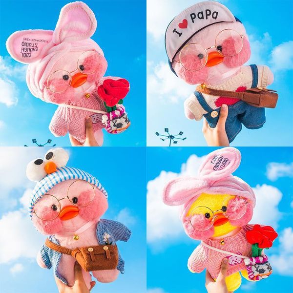 2024 30cm rosa lalafanfan kawaii café mimi pato amarelo brinquedo de pelúcia bonito boneca de pelúcia macio animal bonecas crianças kawaii brinquedos de pelúcia pano